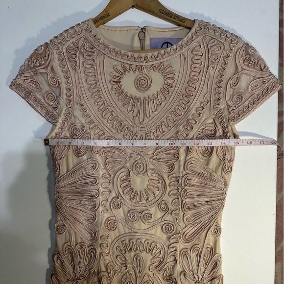 JS Collections Cocktail Dress 2 Light Blush Pink Embroidered Sheer Cap Sleeves - Picture 9 of 13